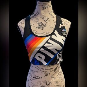 PINK Victoria's Secret Black and White Sports Bra NWT Size L